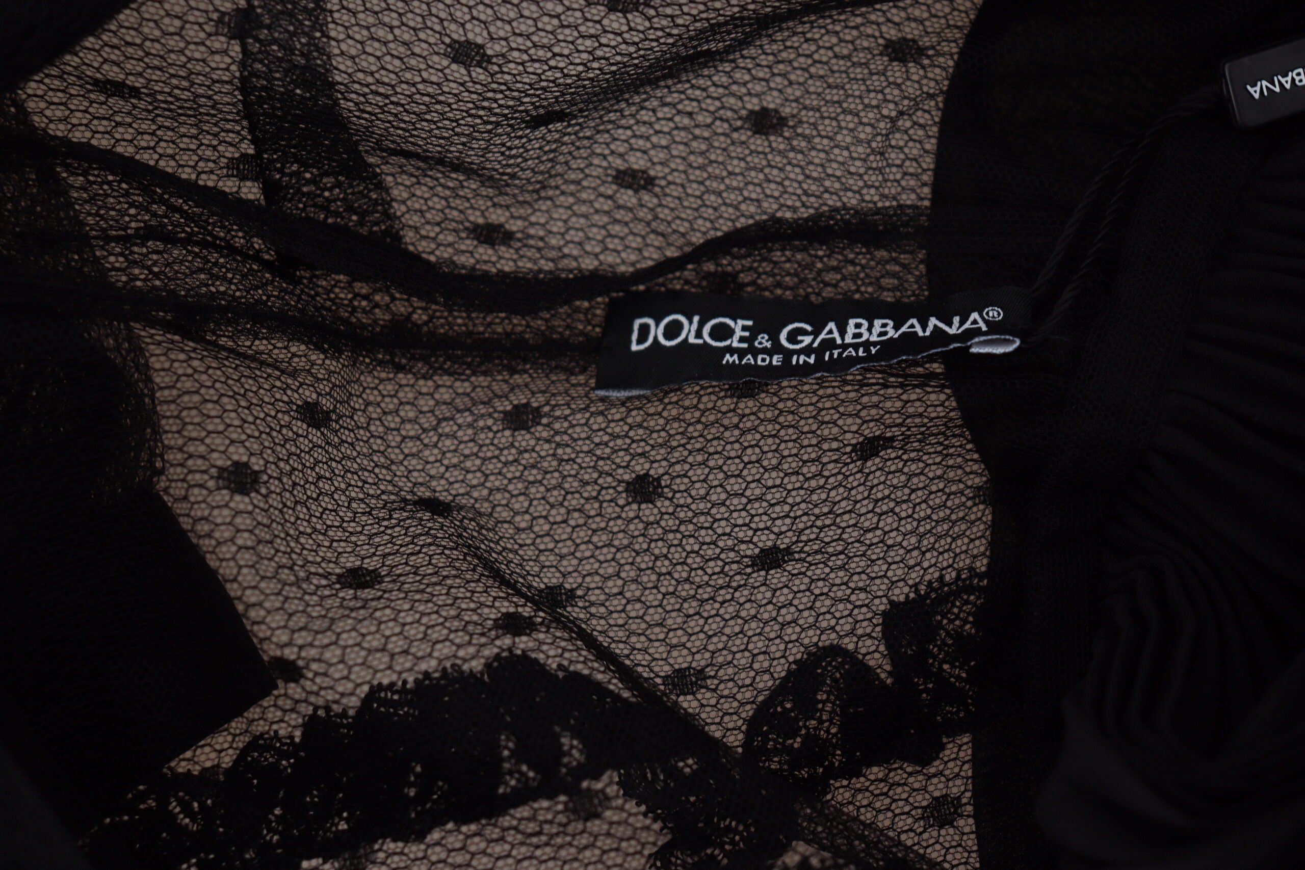Dolce & Gabbana Black Lace Trim A-line Mini Nylon Dress