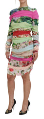 Dolce & Gabbana Multicolor Silk Floral Bodycon Sheath Dress