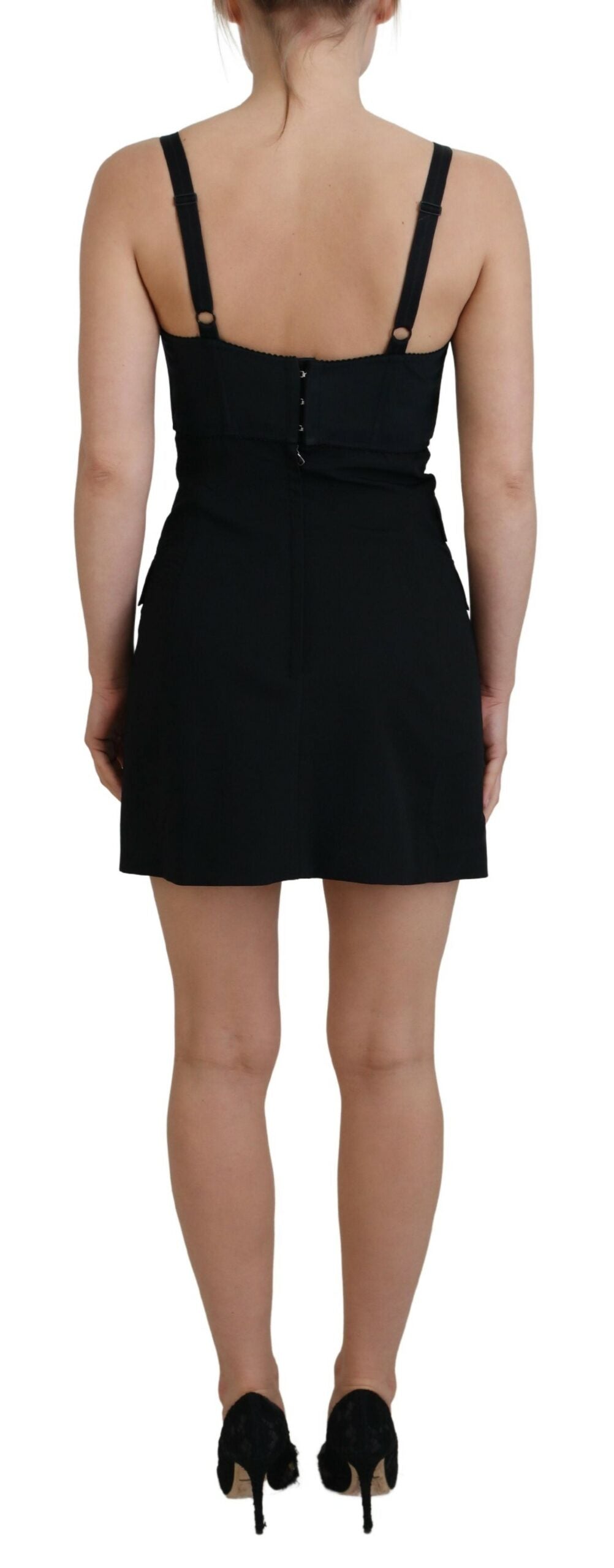 Dolce &amp; Gabbana Svart Miniklänning i Ull med Stretchig Slida