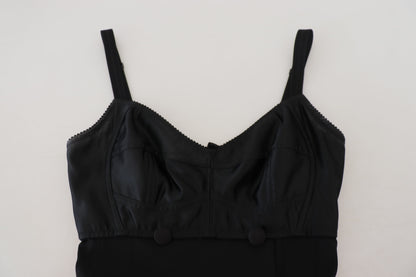 Dolce &amp; Gabbana Svart Miniklänning i Ull med Stretchig Slida