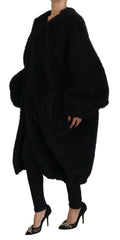 Dolce & Gabbana Black Cashmere Blend Faux Fur Coat Jacket