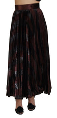 Dolce & Gabbana Brown Polyester High Waist A-line Maxi Skirt