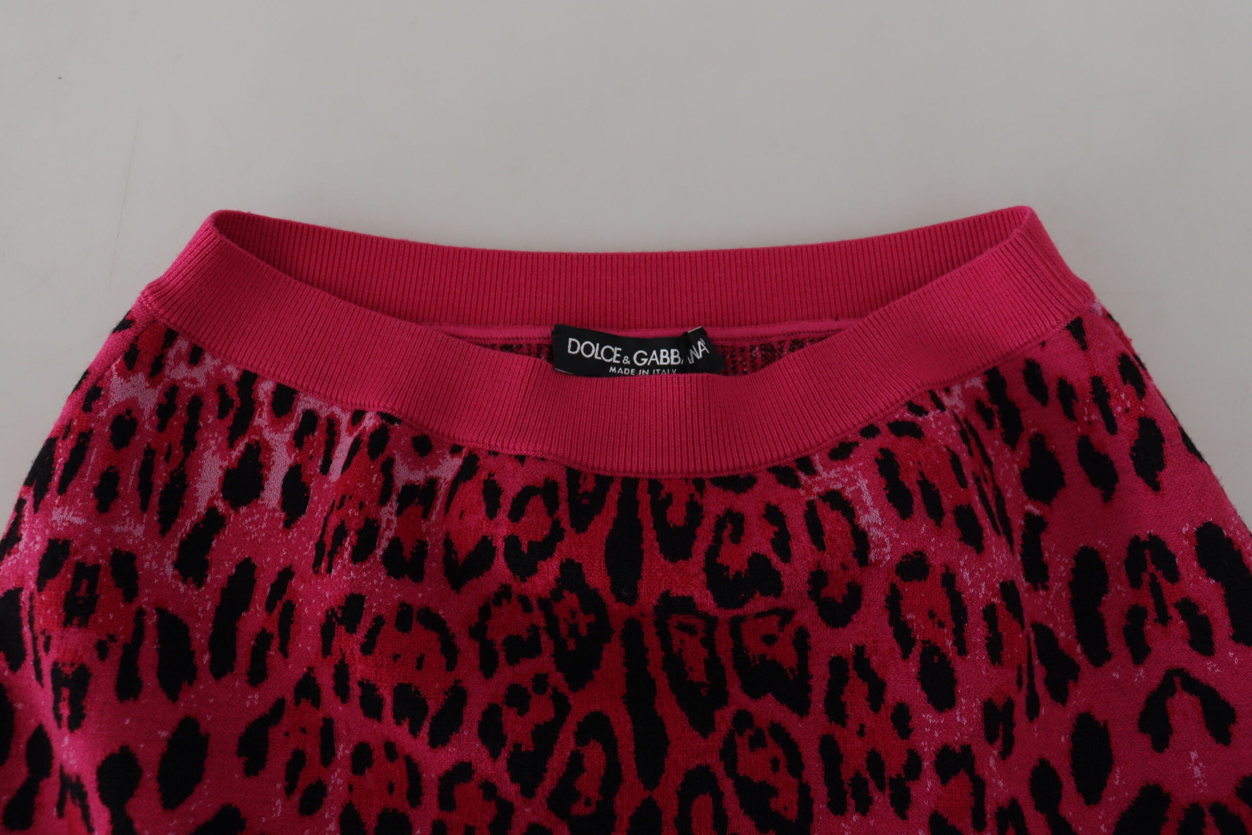 Rosa Leopardfärgad A-linjekjol med hög midja