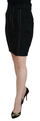 Dolce & Gabbana Black Brocade Mini Above Knee Pencil Skirt