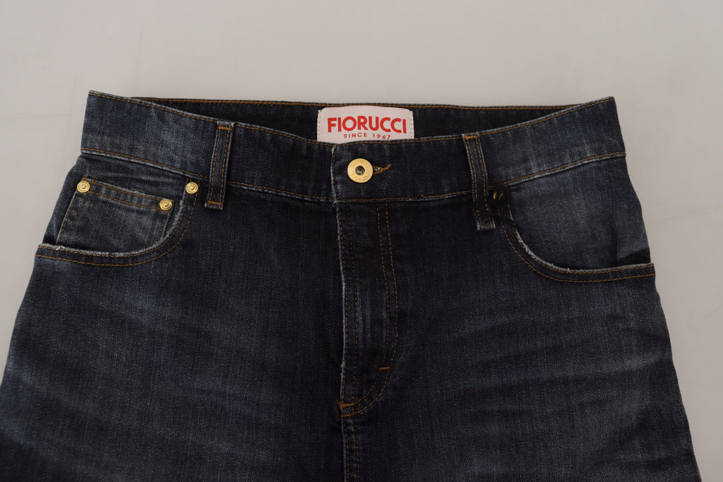 Mörkblå tvättad denimkjol med medelhög midja och pennskuren design