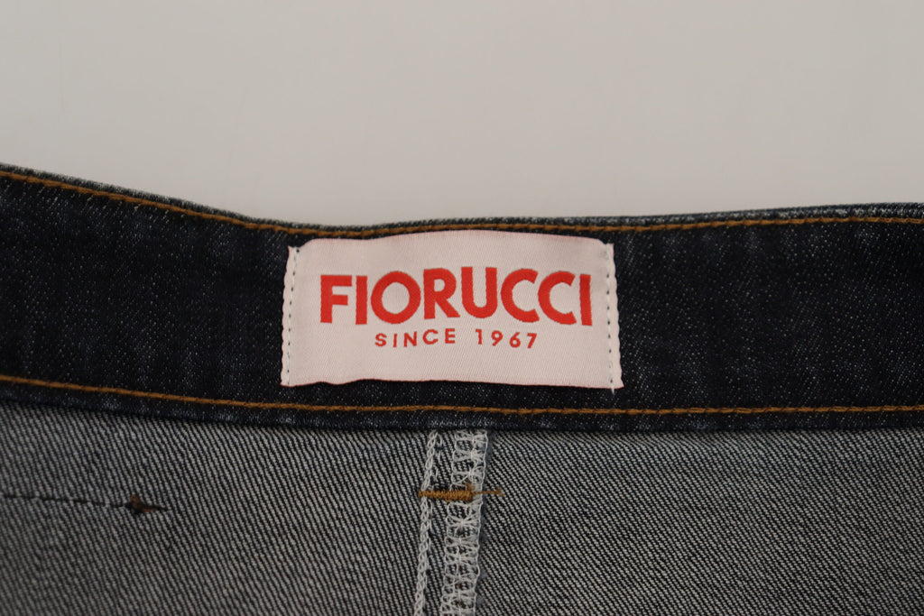 Mörkblå tvättad denimkjol med medelhög midja och pennskuren design