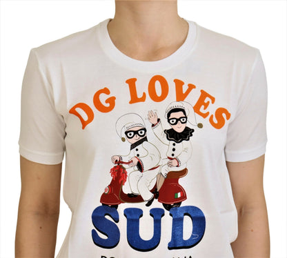 Dolce &amp; Gabbana Hvit Bomull DG Loves SUD T-skjorte