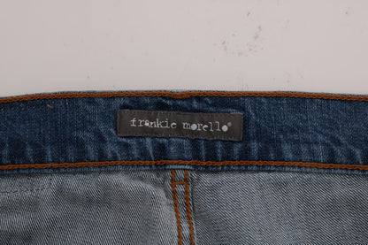 Frankie Morello Blåvaskede Slim Fit Jeans i Dunfermile med revnede detaljer