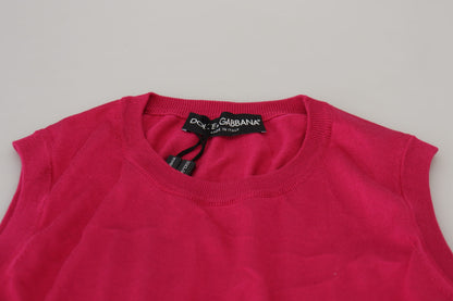 Dolce &amp; Gabbana Rosa Sidenlinne med Rund Halsringning