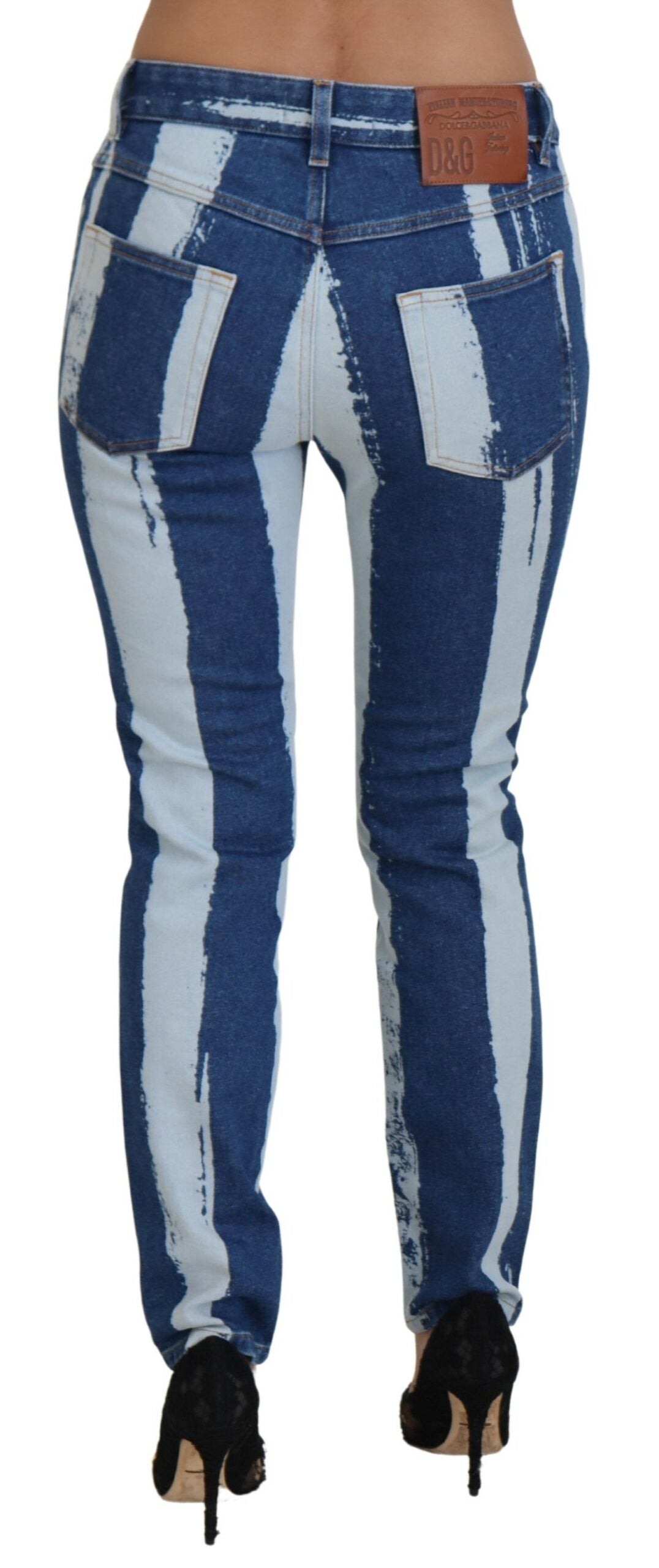 Koboltblå ränder skinny denim bomullsjeans