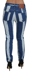 Dolce & Gabbana Cobalt Blue Stripes Skinny Denim Cotton Jeans