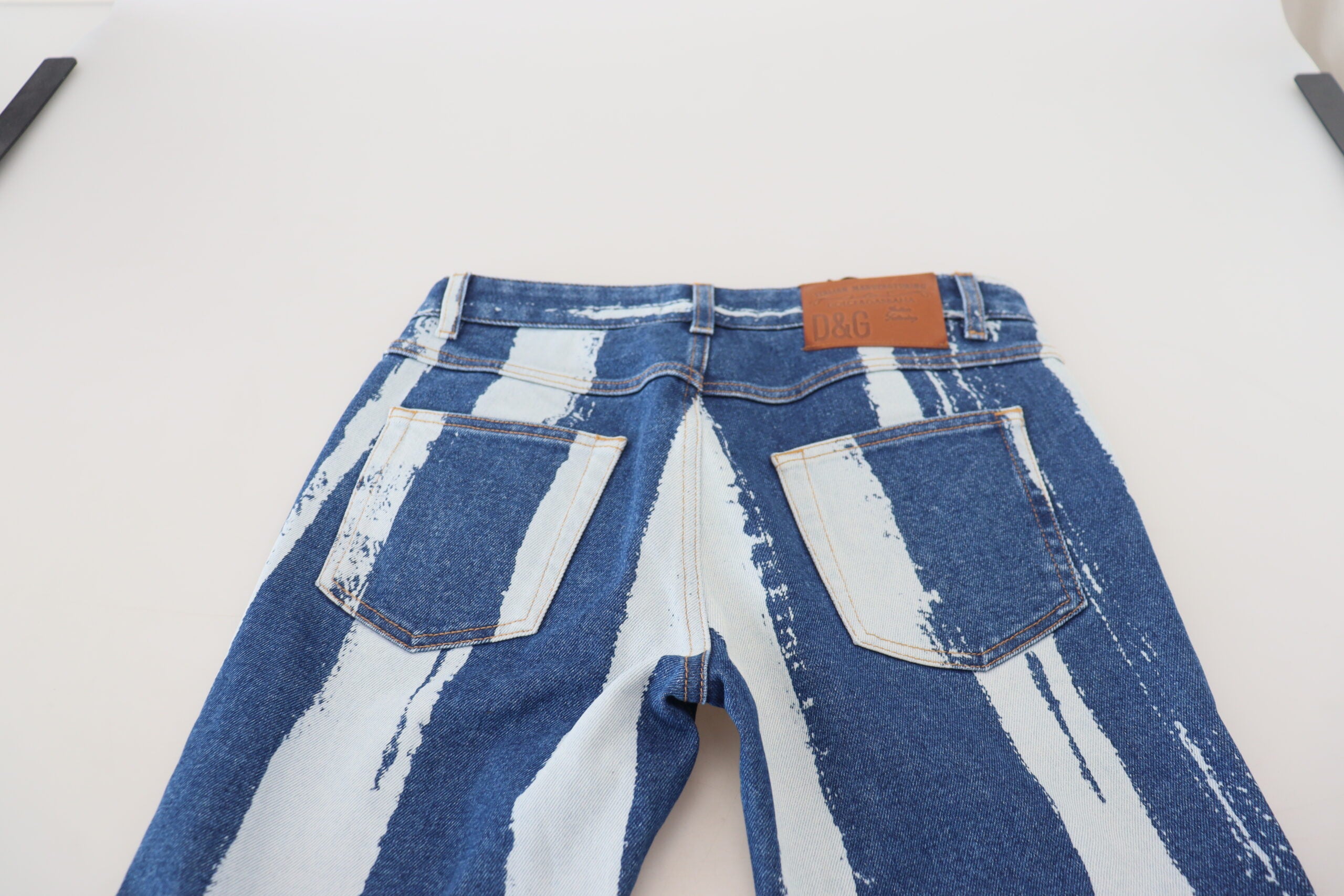 Koboltblå ränder skinny denim bomullsjeans