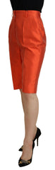 Dolce & Gabbana Orange Silk High Waist Cropped Pants