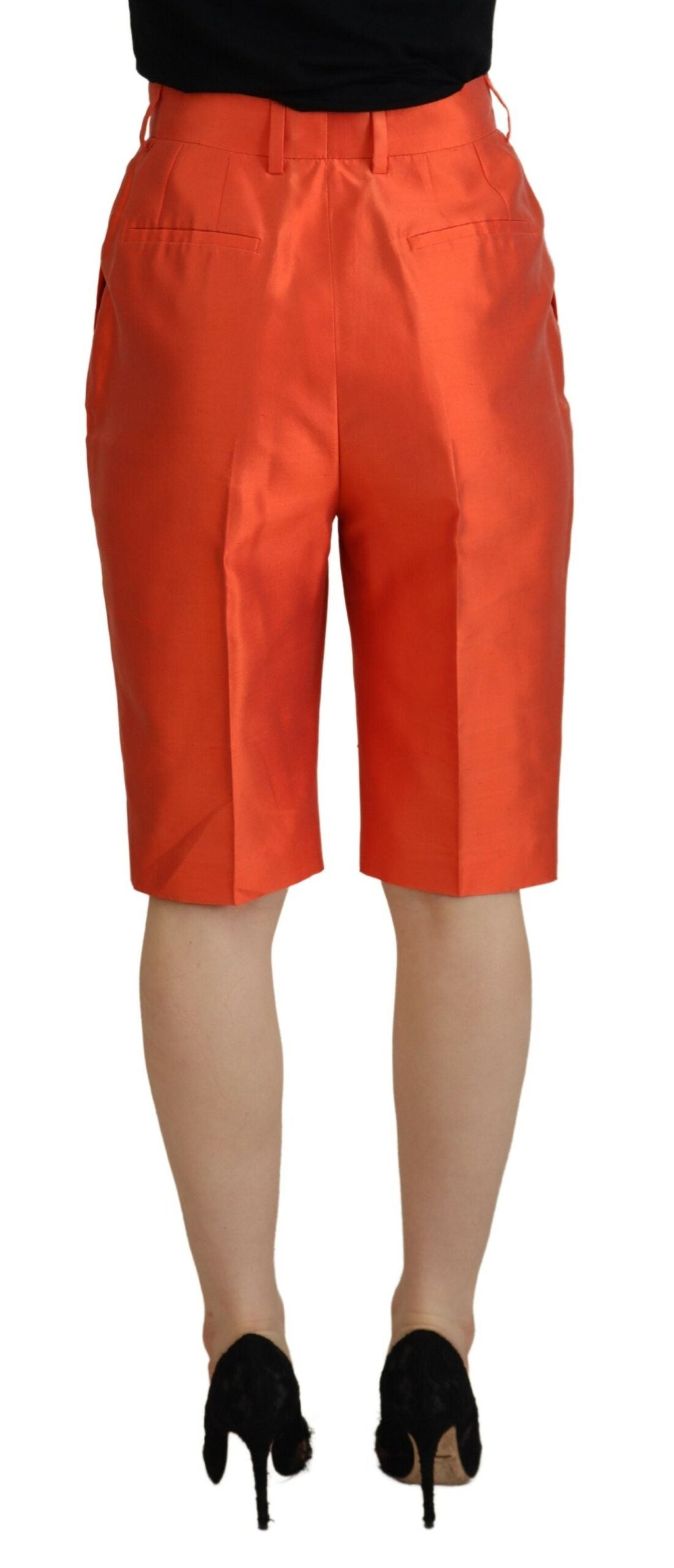 Orange sidenbyxor med hög midja