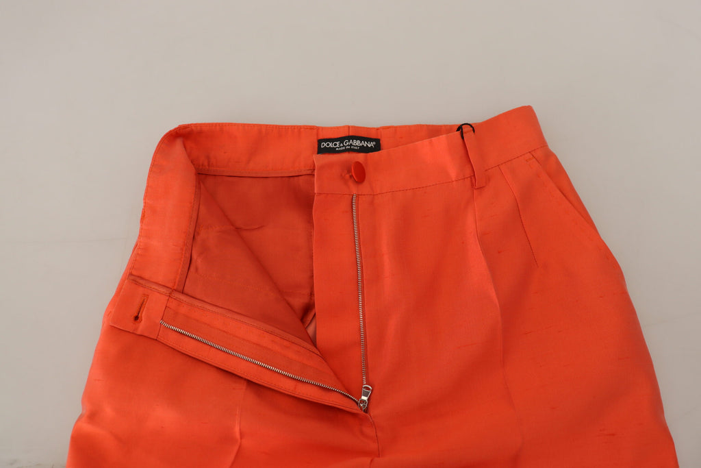 Orange sidenbyxor med hög midja