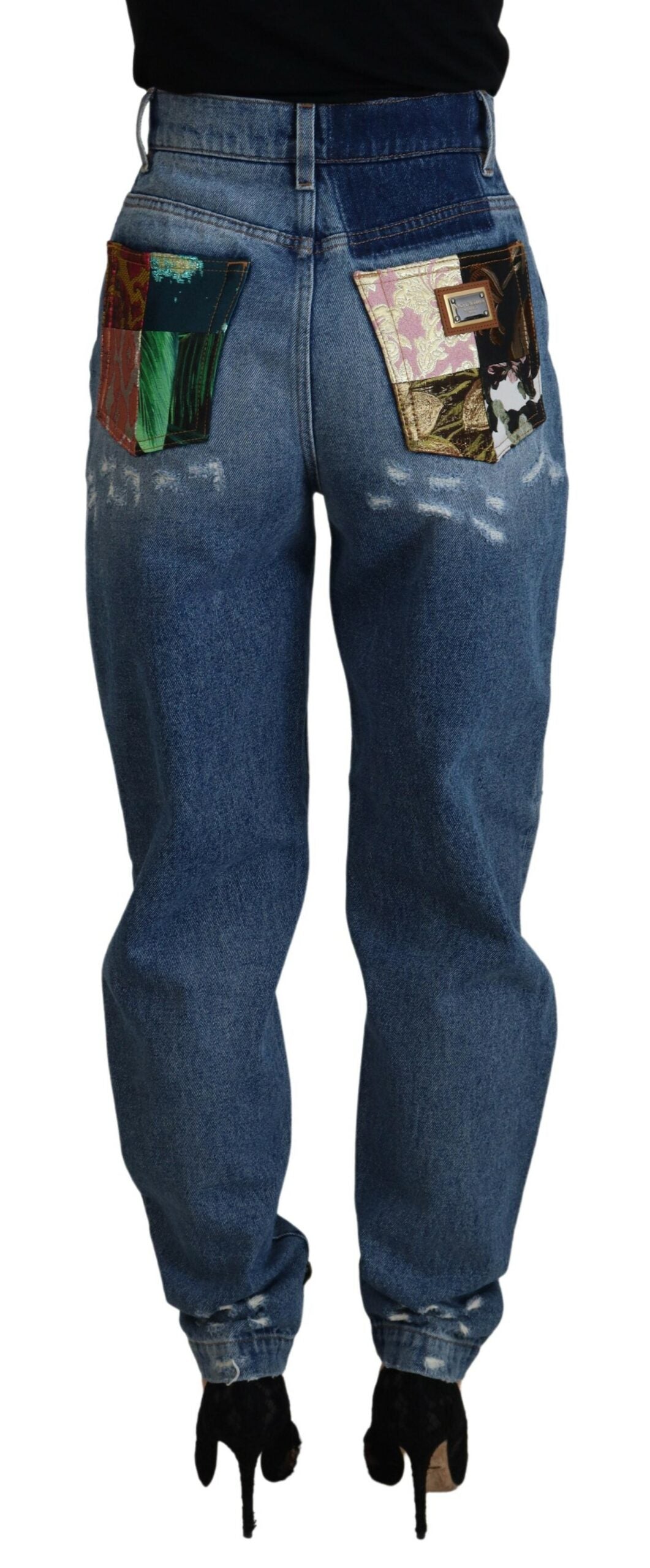 Blåa trasiga skinny denimjeans i bomull