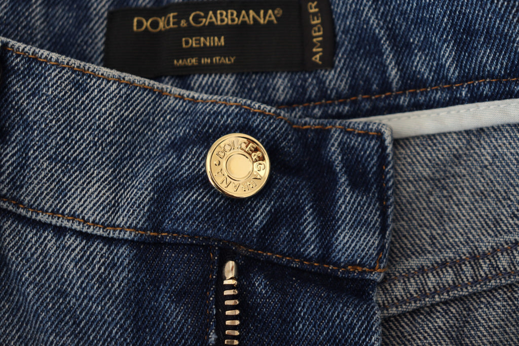 Blåa trasiga skinny denimjeans i bomull