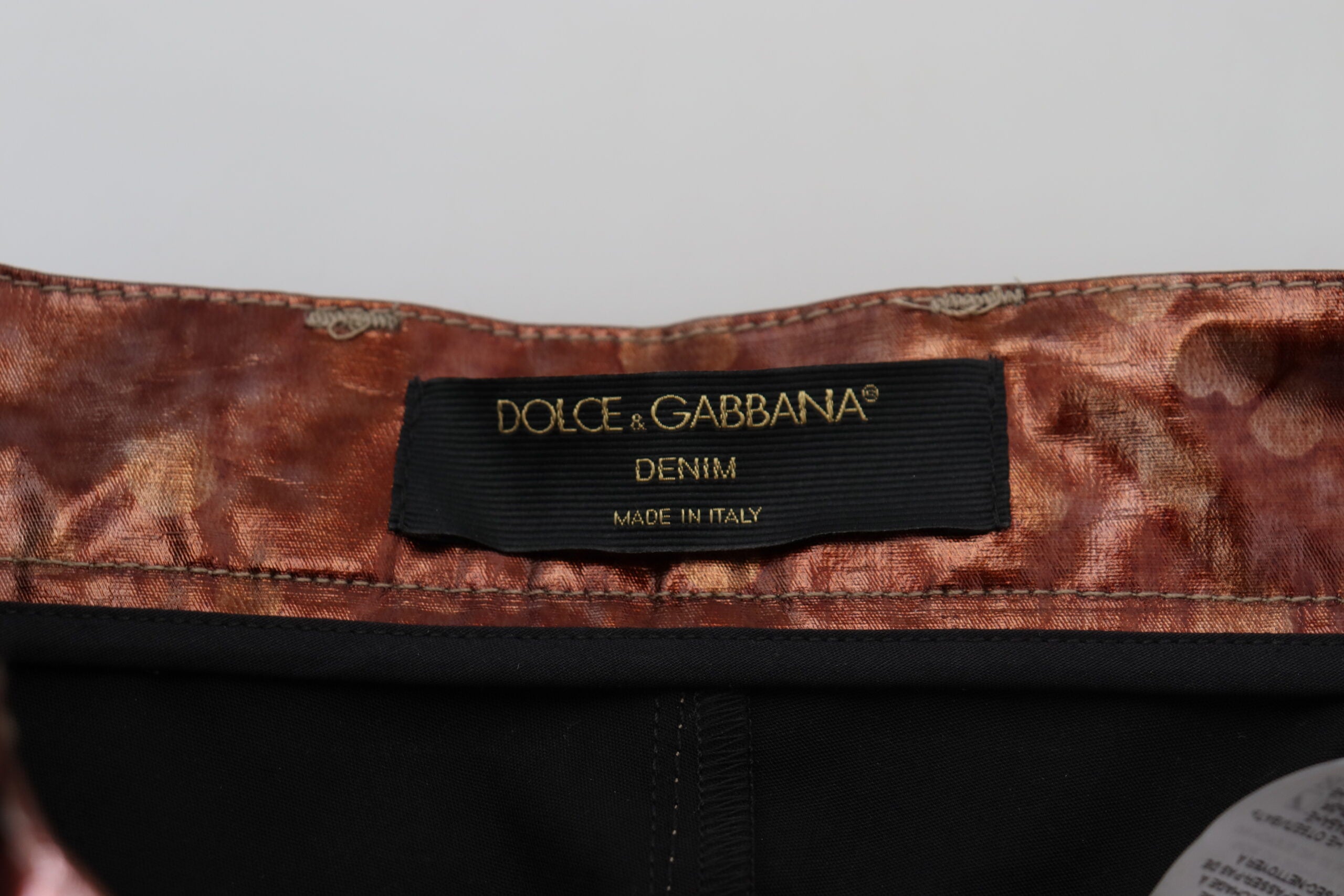 Metalliska bronsfärgade skinny jeans med hög midja