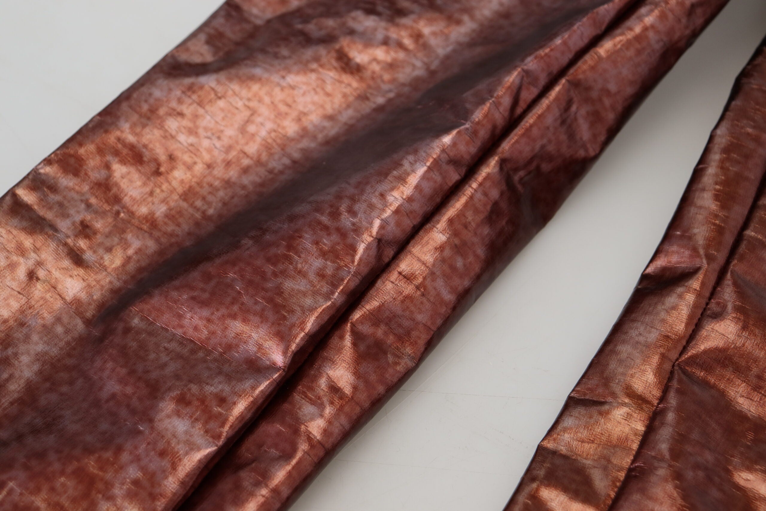Metalliska bronsfärgade skinny jeans med hög midja