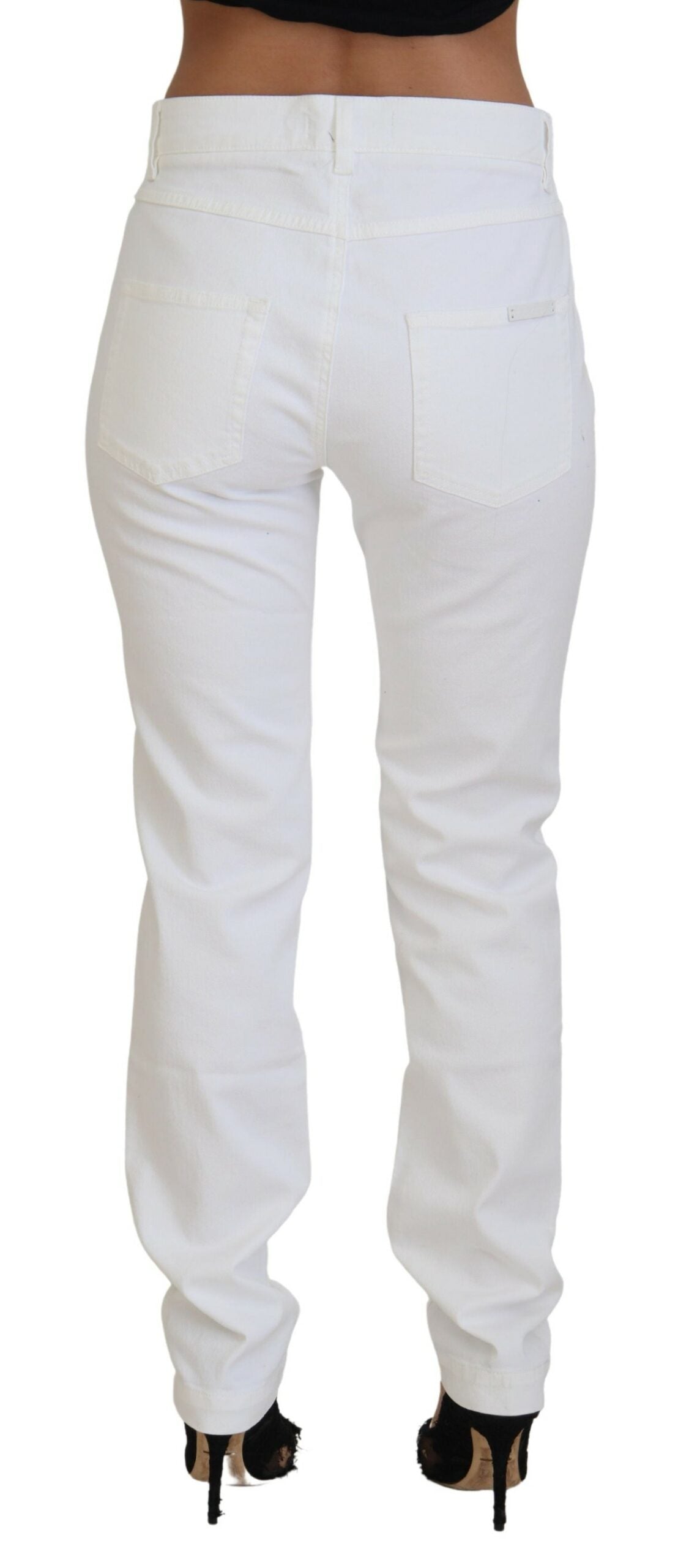 Vita skinny jeans med blommig broderi