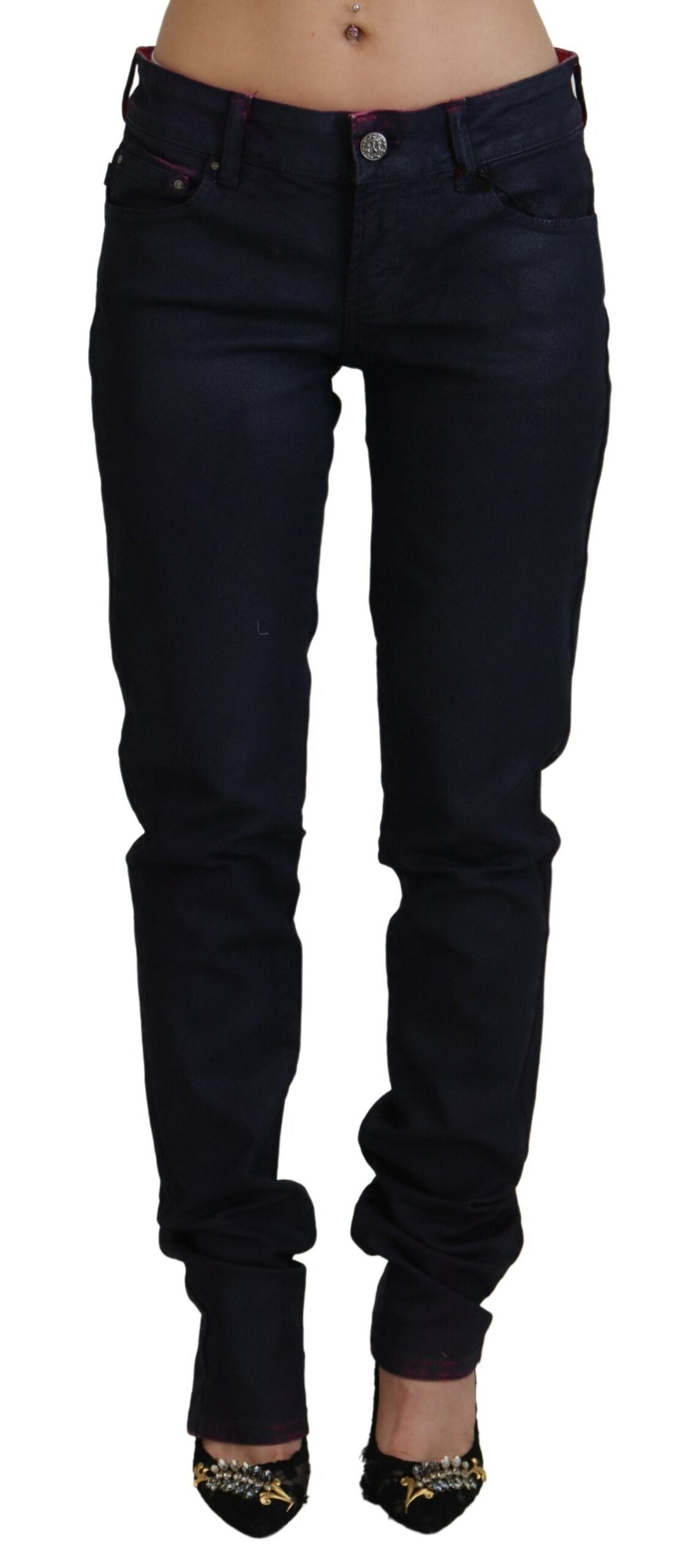 Svarta lågmidjade slim fit-jeans för kvinnor