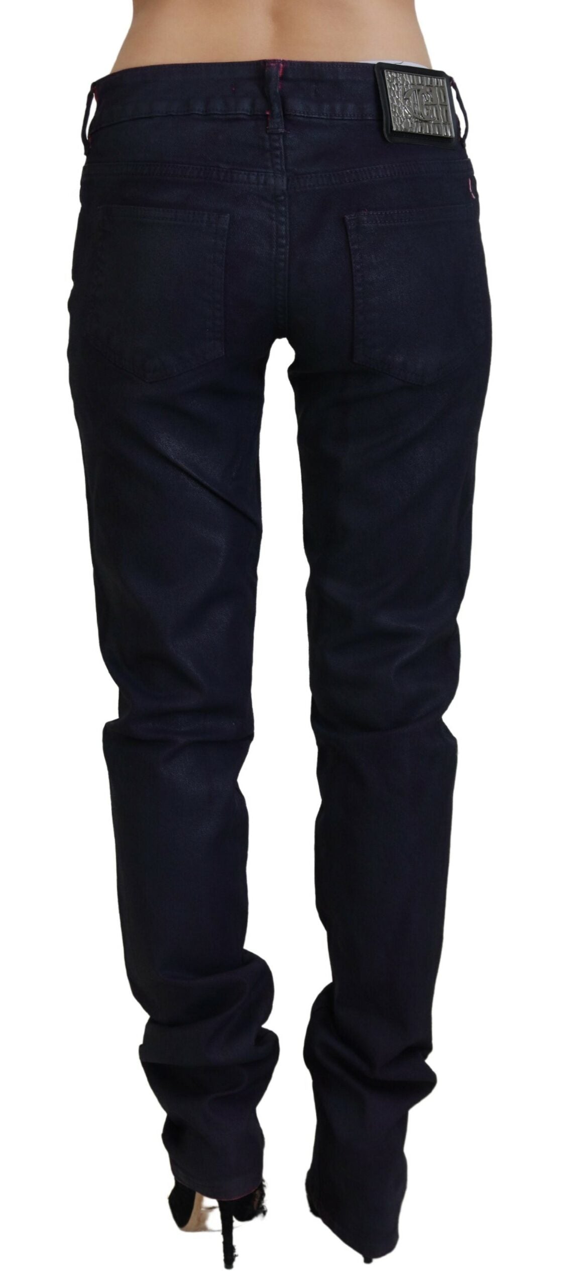 Svarta lågmidjade slim fit-jeans för kvinnor