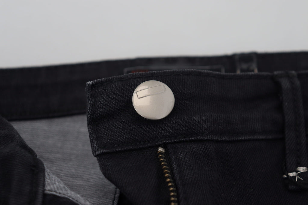 Svarte, vaskede bomullsskinnede damejeans i casual-stil