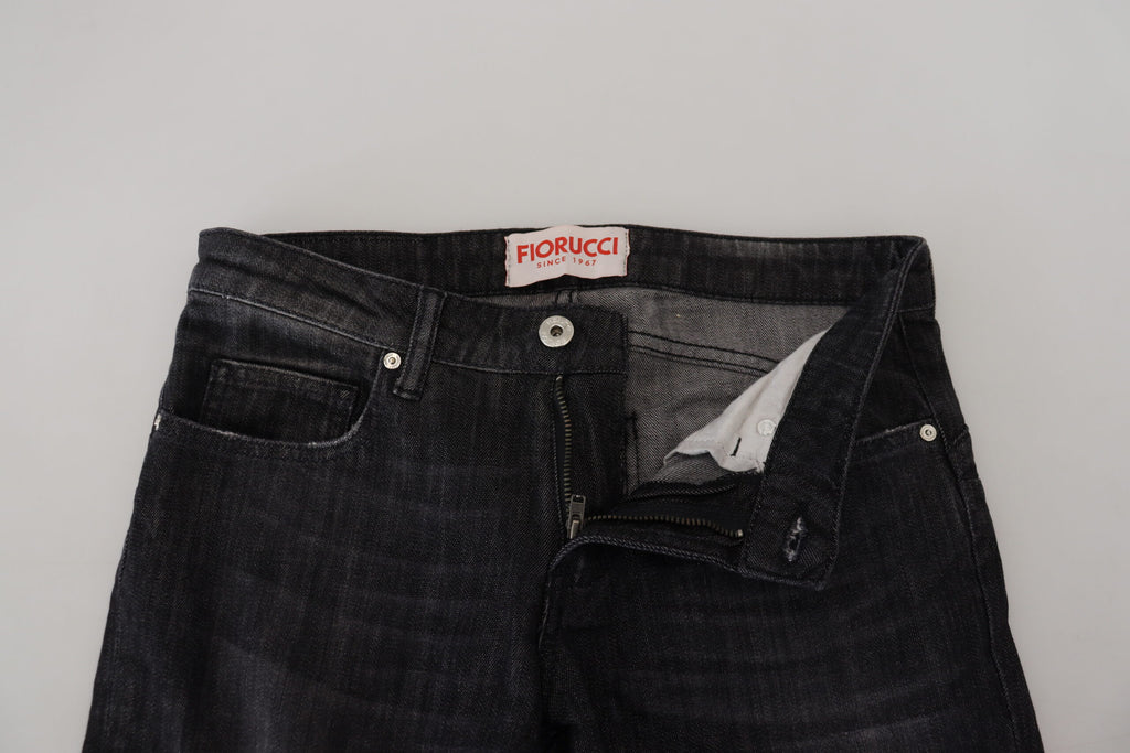 Svarta bomulls-låg midja skinny jeans för kvinnor