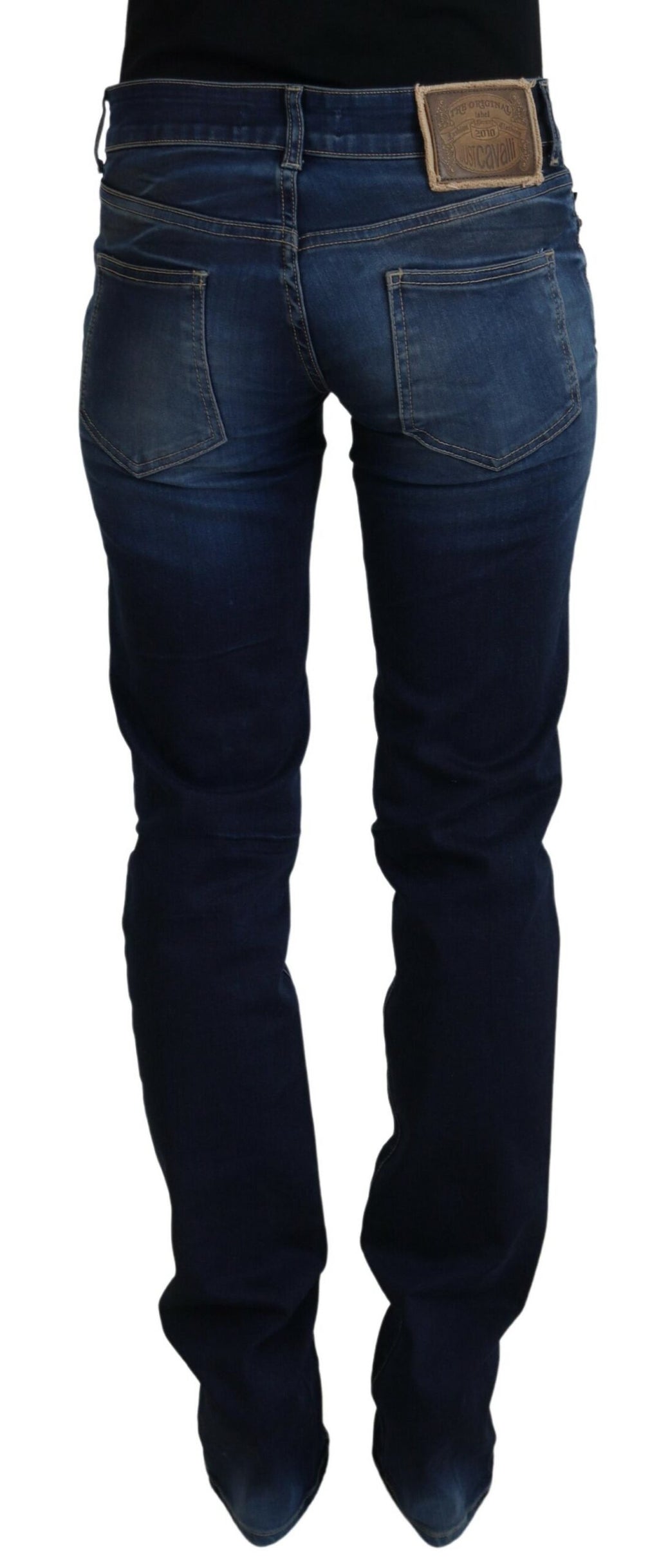 Blå bomullskvinnor casual denimjeans