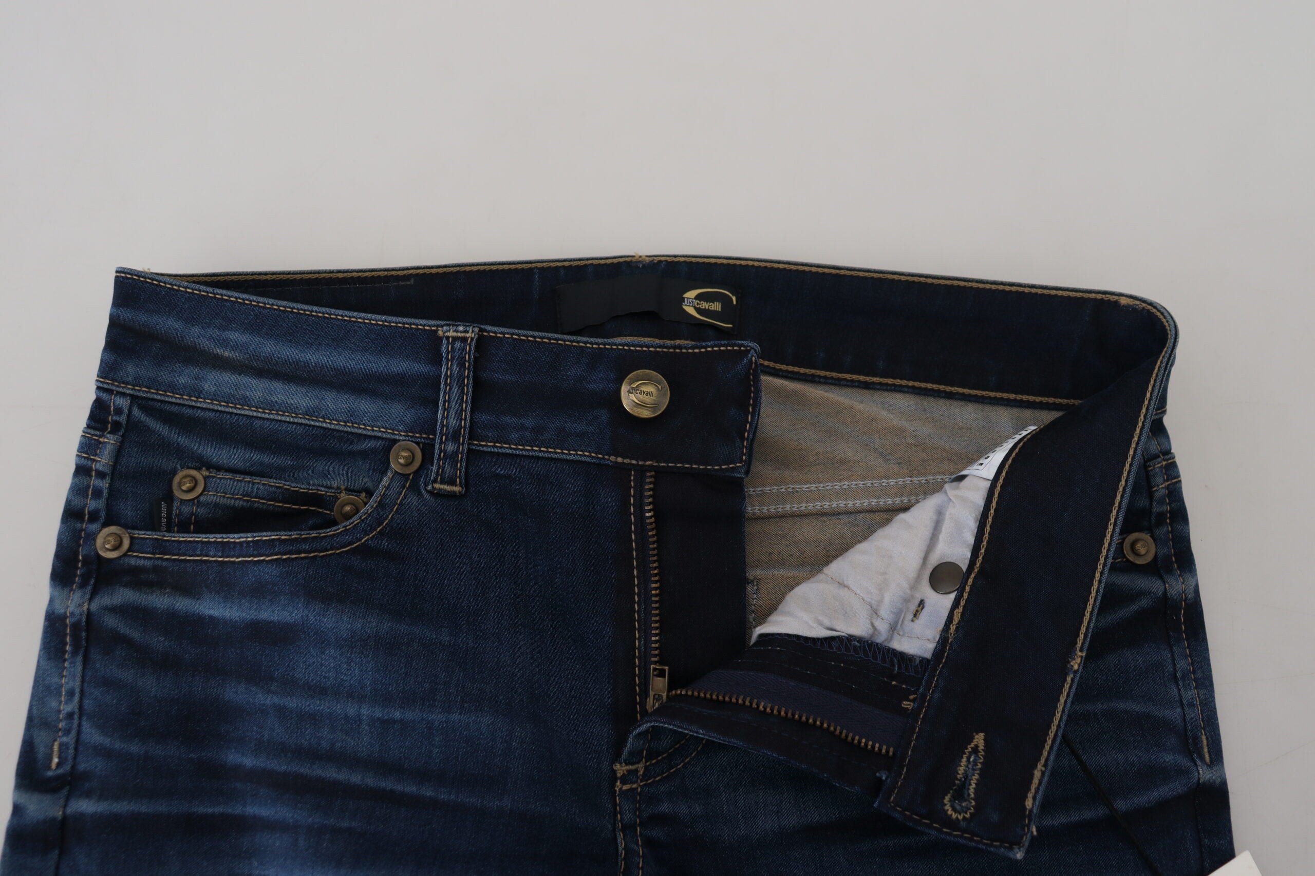 Blå bomullskvinnor casual denimjeans