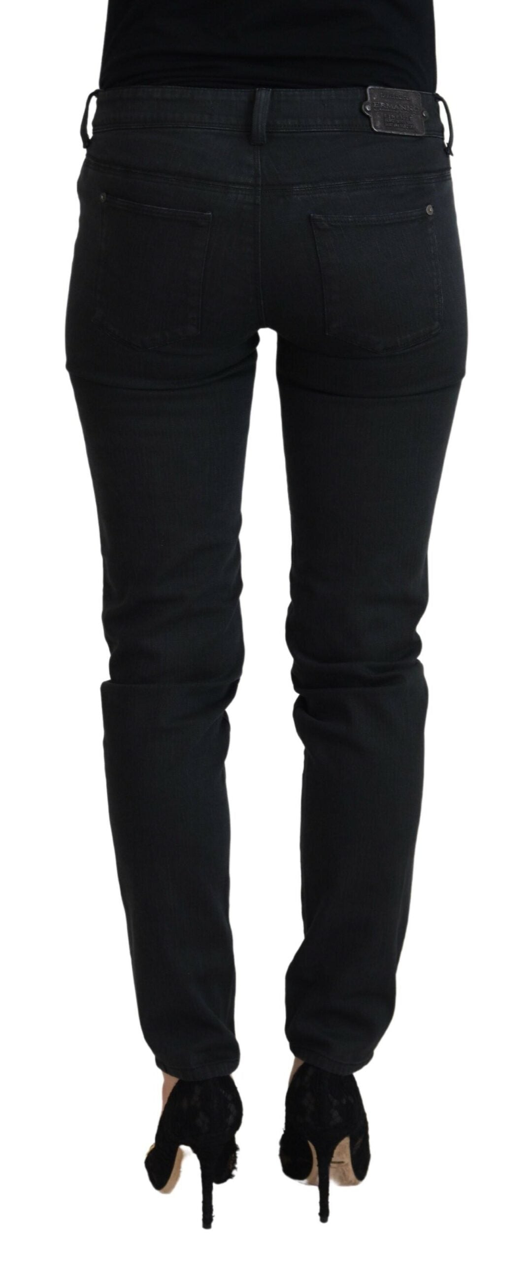 Svarta bomulls slim fit-jeans för kvinnor