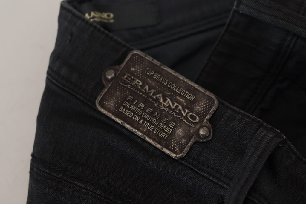 Svarta bomulls slim fit-jeans för kvinnor