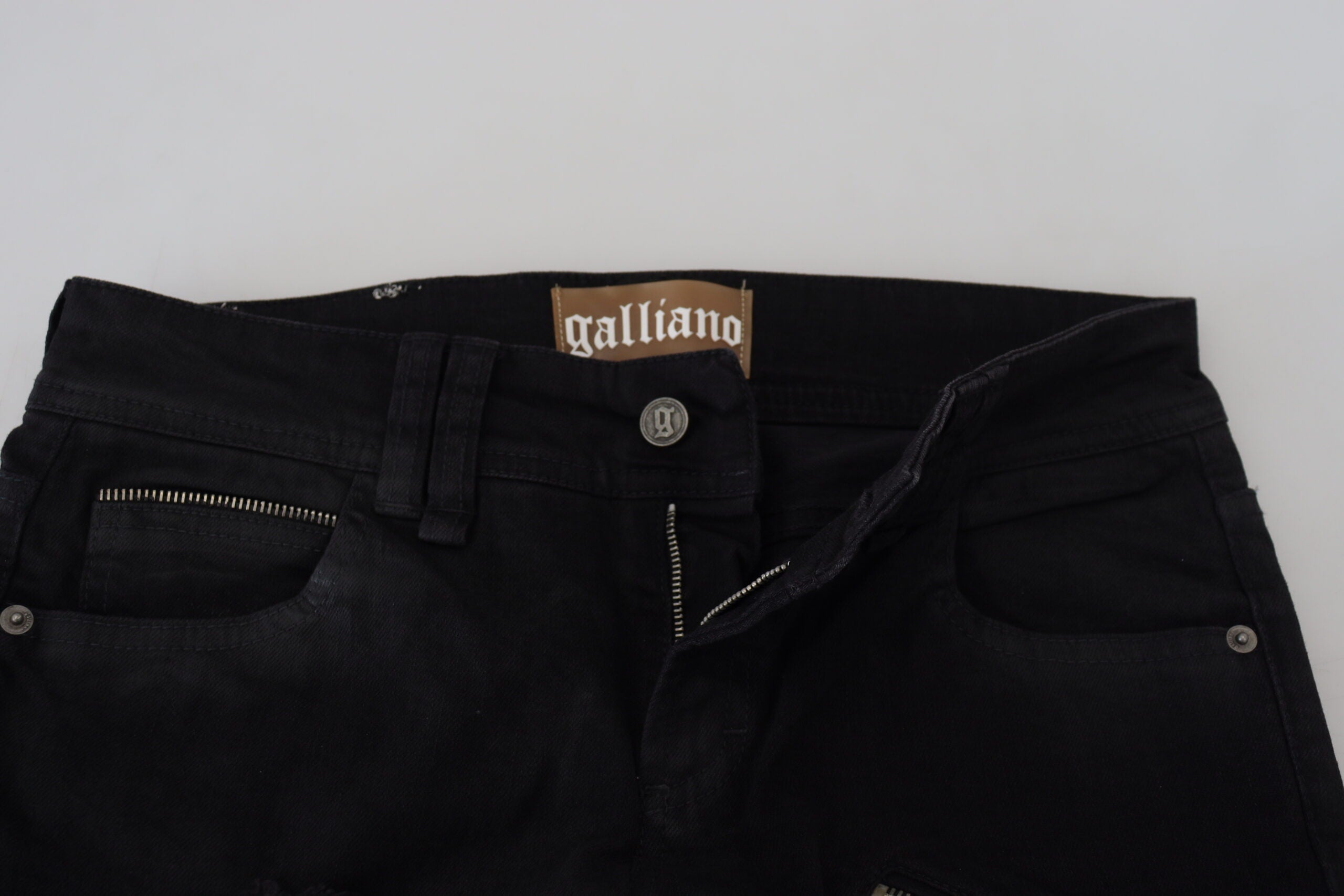 Svarta bomullsjeans med medelhög midja och smal passform