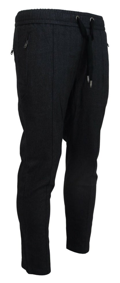 Dolce &amp; Gabbana Grå Bomull Jogger Herrbyxor