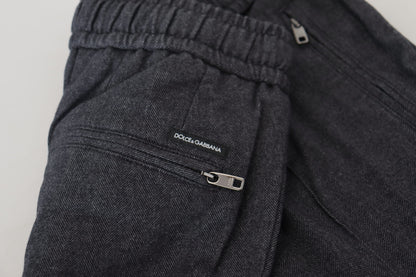 Dolce &amp; Gabbana Grå Bomull Jogger Herrbyxor