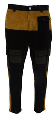 Dolce & Gabbana Black Yellow Cotton Men Pants