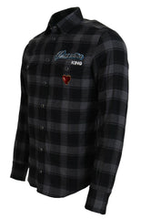 Dolce & Gabbana Black Gray Check Men Long Sleeves Shirt