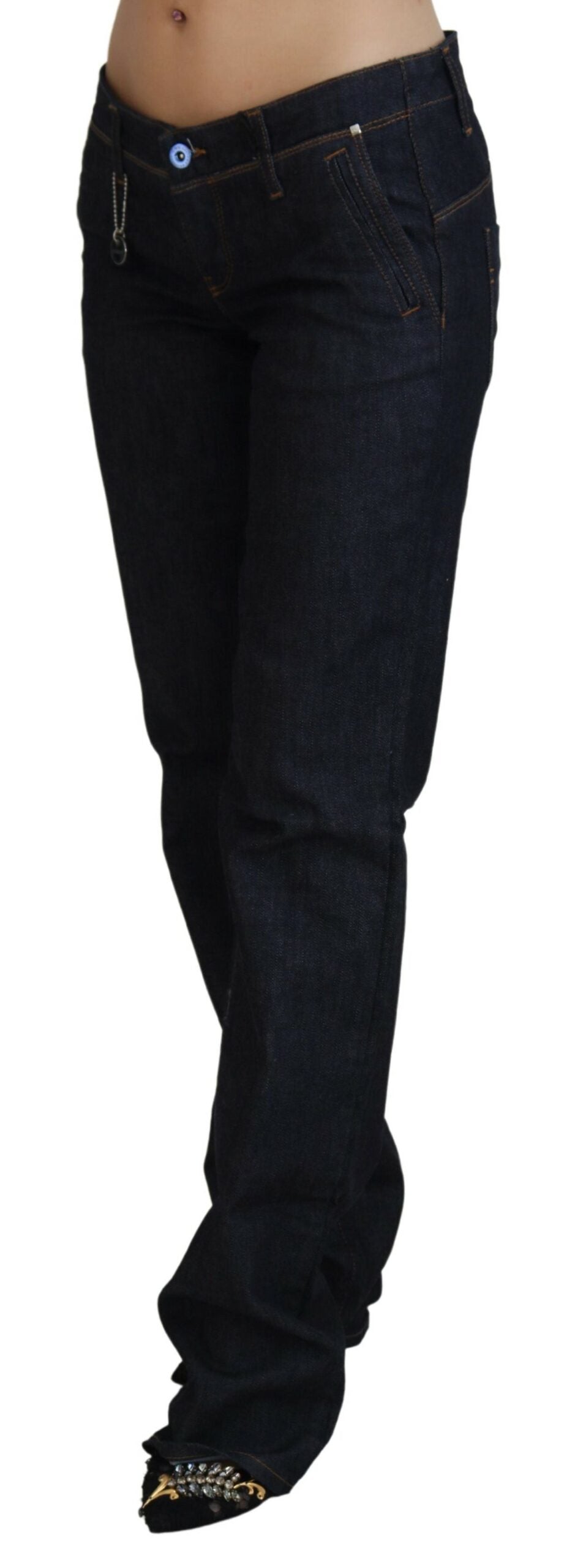 Blå raka jeans med låg midja