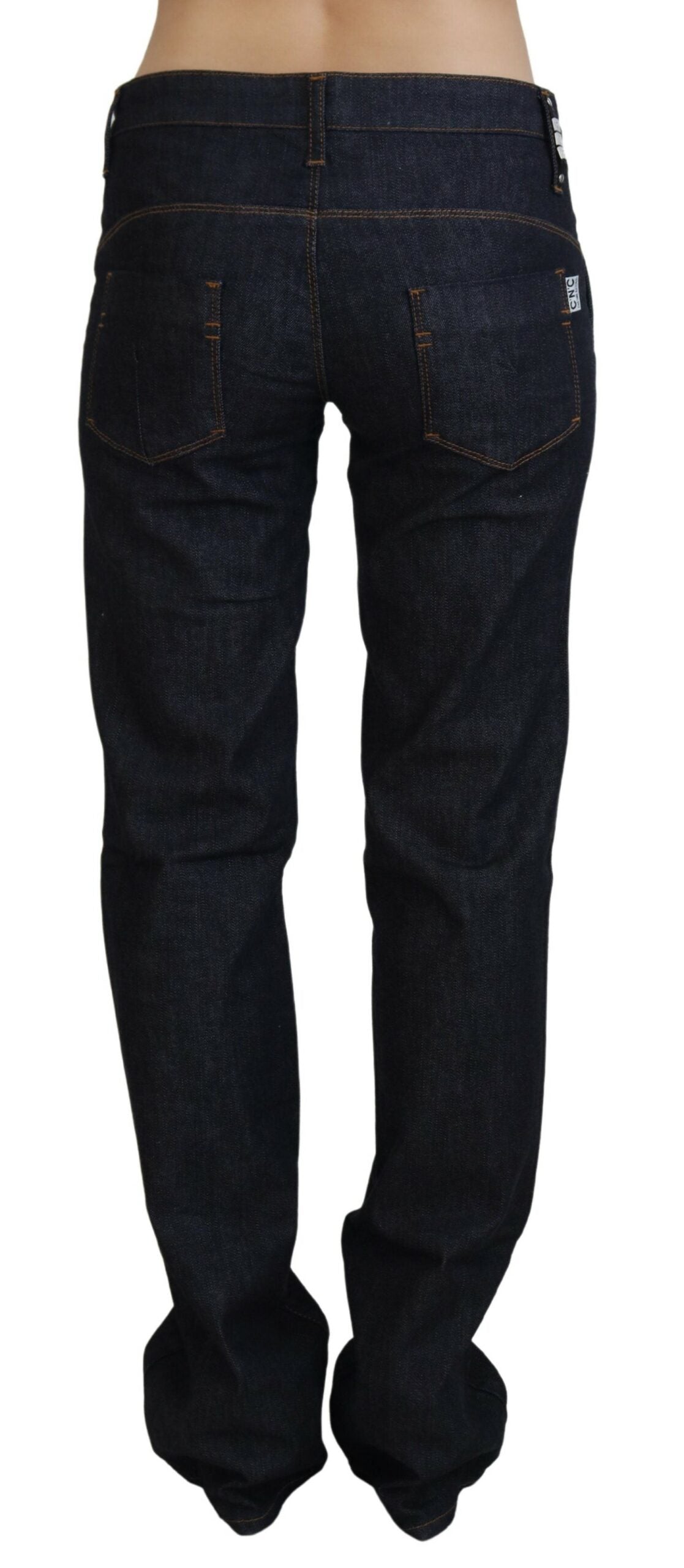 Blå raka jeans med låg midja