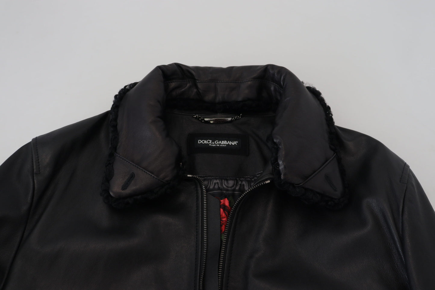 Dolce &amp; Gabbana Svart Lammskinnsjacka Herrjacka