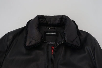Dolce &amp; Gabbana Svart Lammskinnsjacka Herrjacka