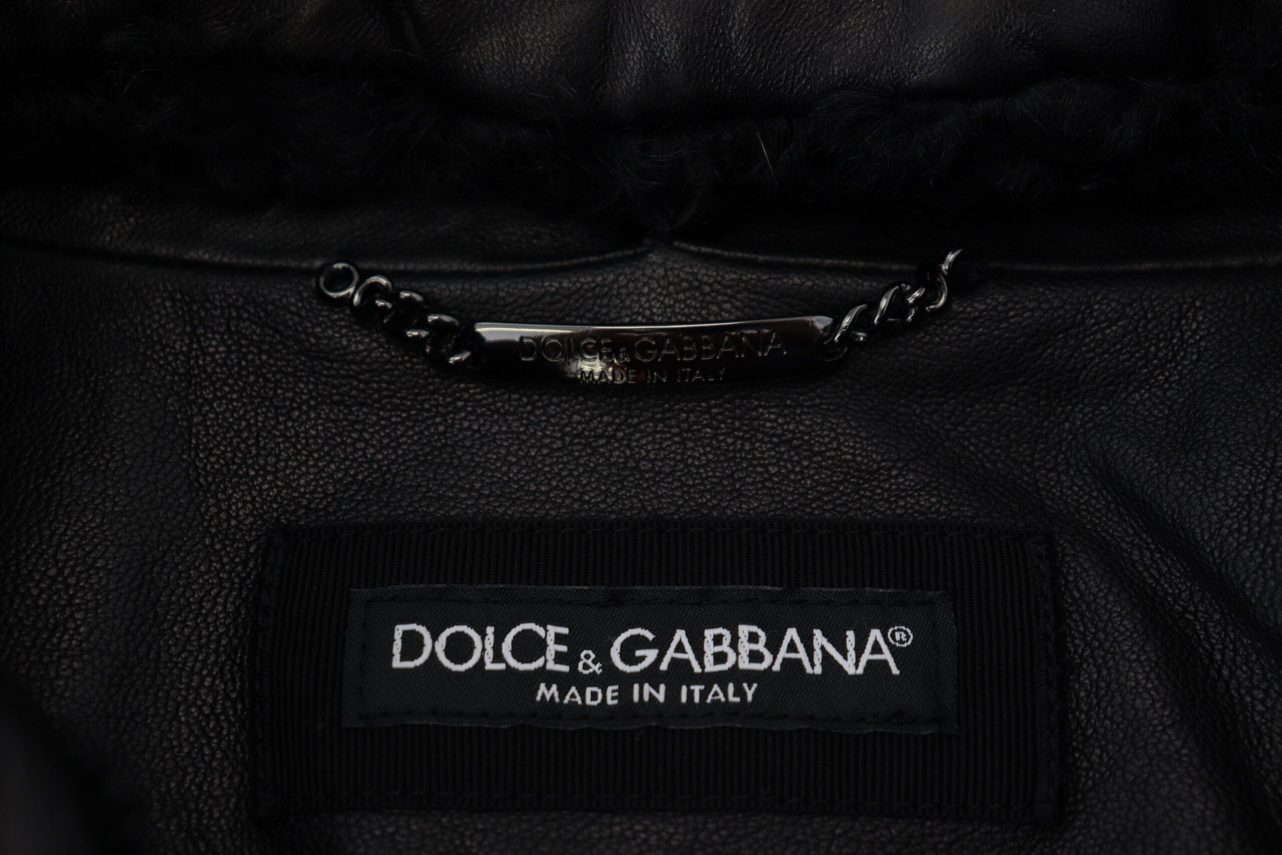 Dolce & Gabbana Black Lamb Leather Collared Men Coat Jacket