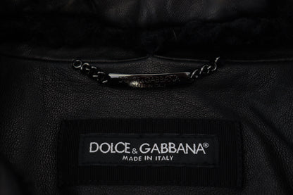 Dolce &amp; Gabbana Svart Lammskinnsjacka Herrjacka
