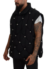 Dolce & Gabbana Black Sleeveless DG Metal Embellishment Jacket