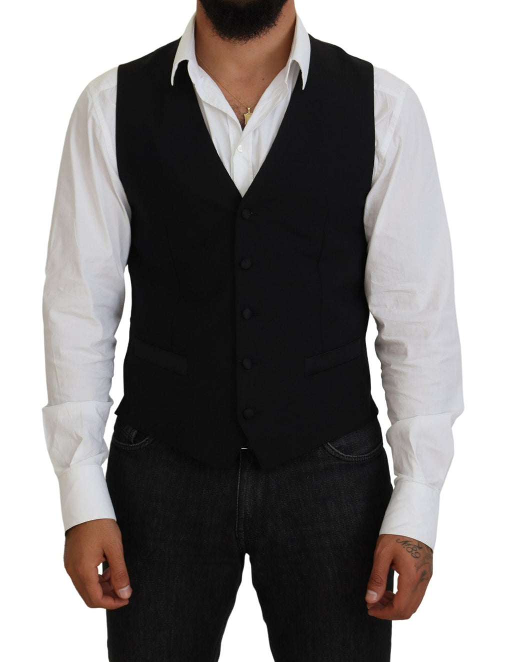 Svart jomfruullvest formell vest