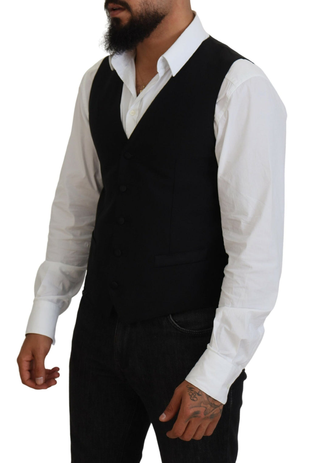 Svart jomfruullvest formell vest