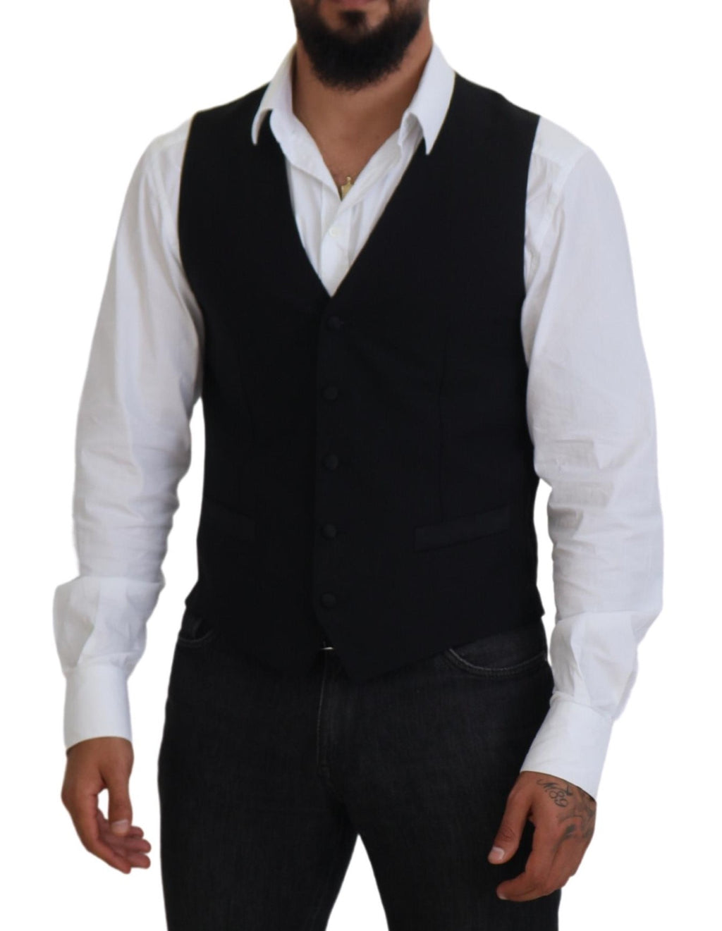 Svart jomfruullvest formell vest