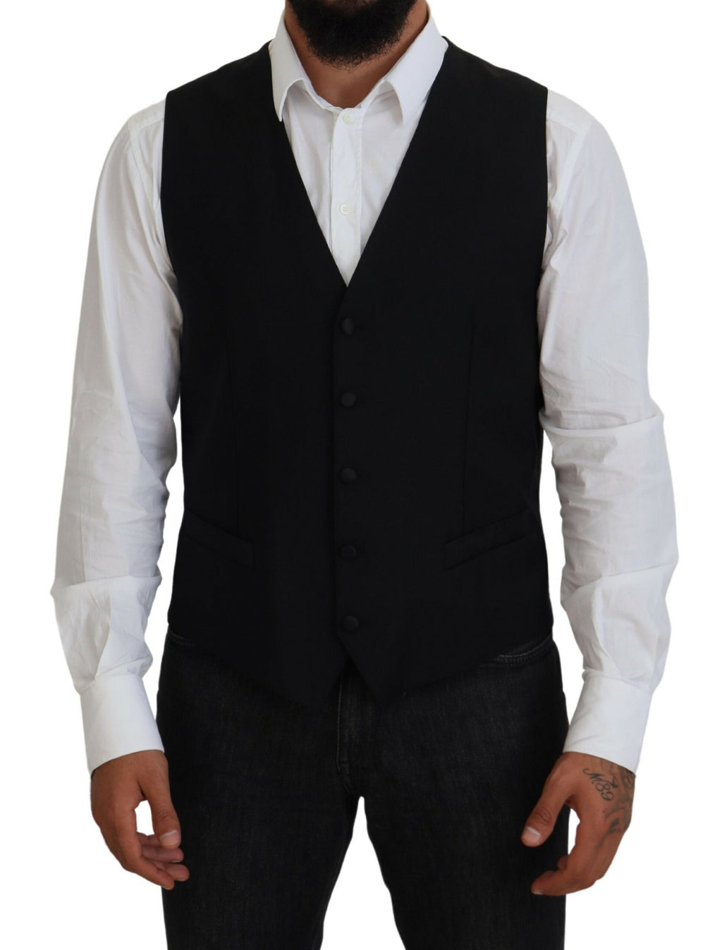 Svart jomfruullvest formell vest