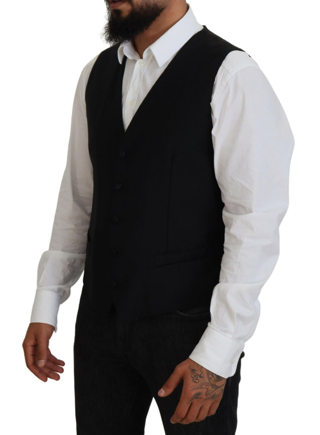 Svart jomfruullvest formell vest