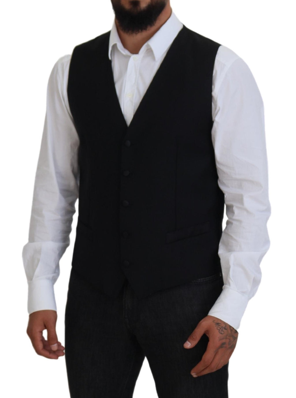 Svart jomfruullvest formell vest